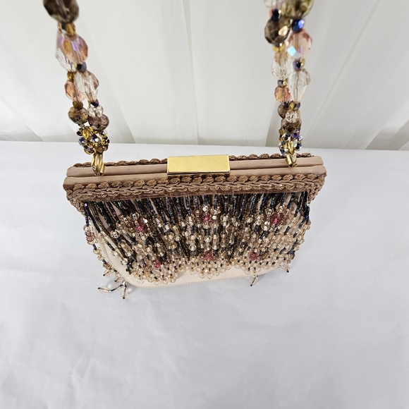 Vintage Nieman Marcus Upcycled By Swellegant Elegant Beaded Fringe Handbag - Picture 8 of 12